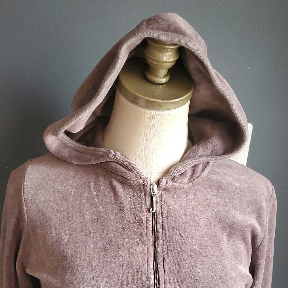 Juicy Couture Dusty Pink Brown Zip-Up Hoodie Set SIZE L - Picture 3 of 14
